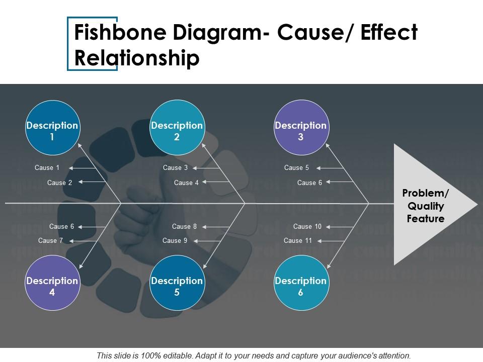 Fishbone diagram cause effect relationship ppt show deck Slide01