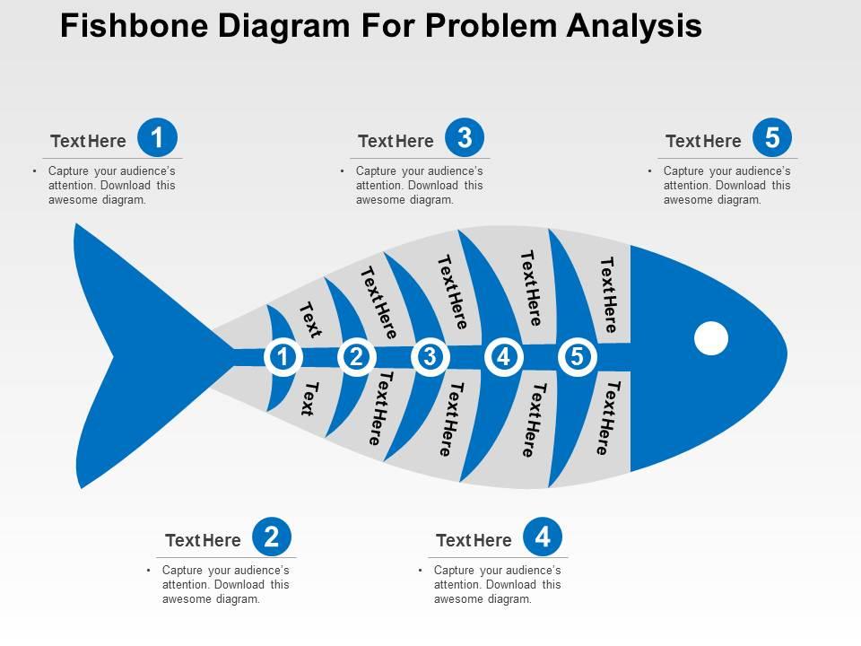 Fishbone diagram for problem analysis flat powerpoint design Slide01