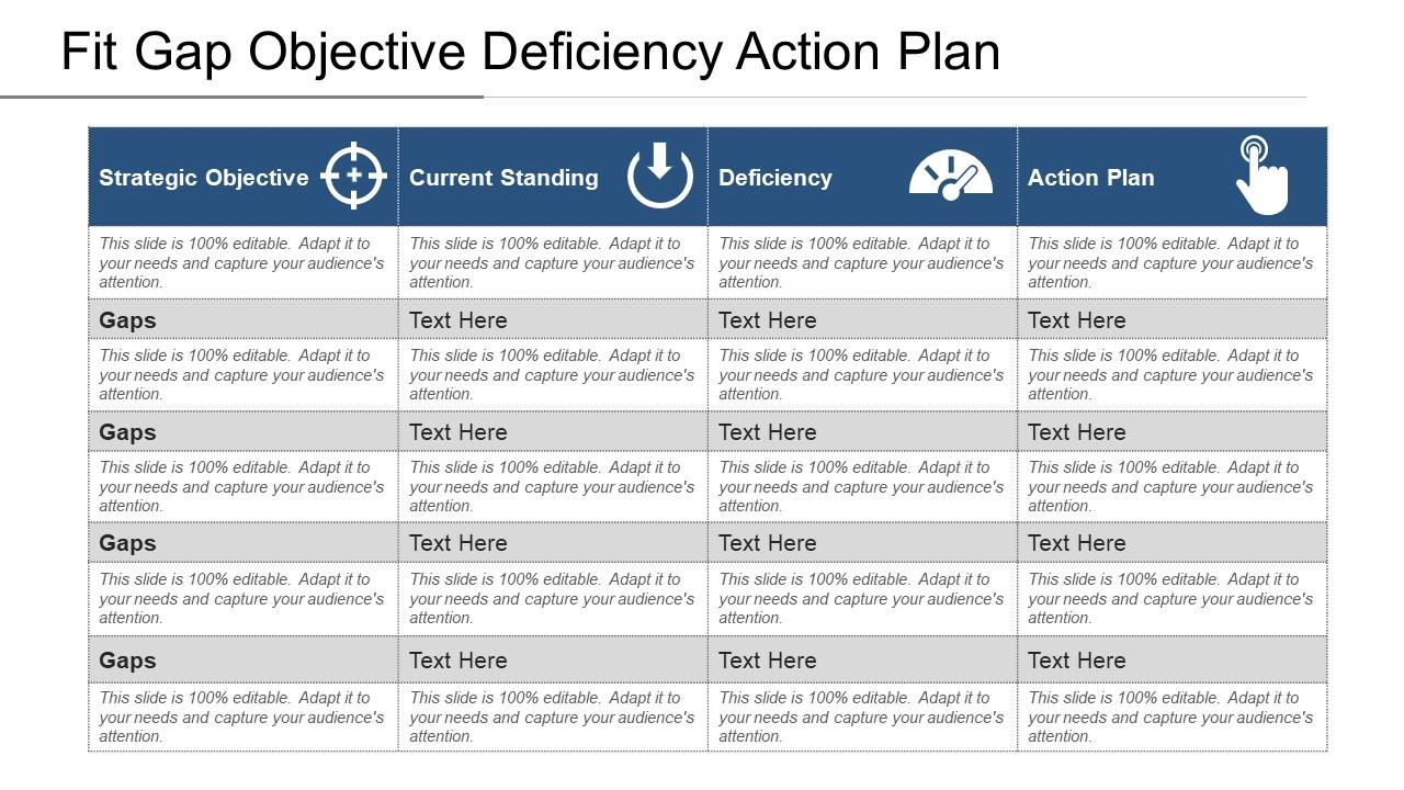 Fit gap objective deficiency action plan Slide00