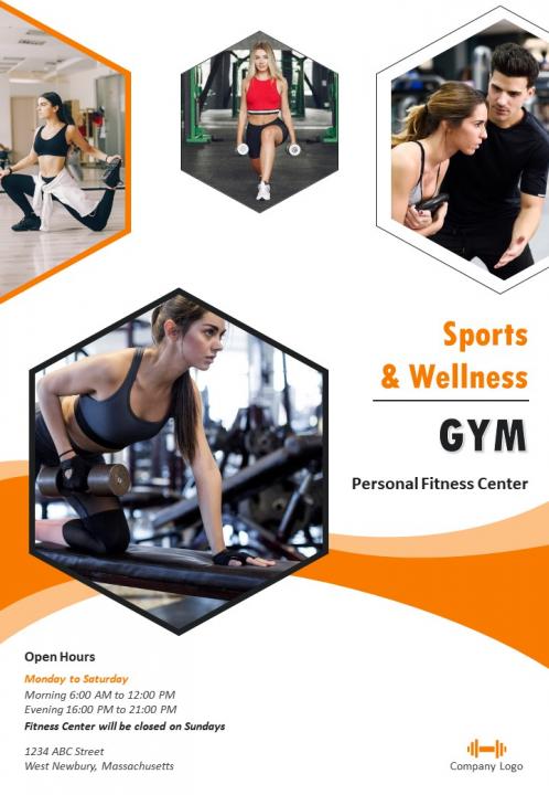 Fitness wellness programs four page brochure template Slide01