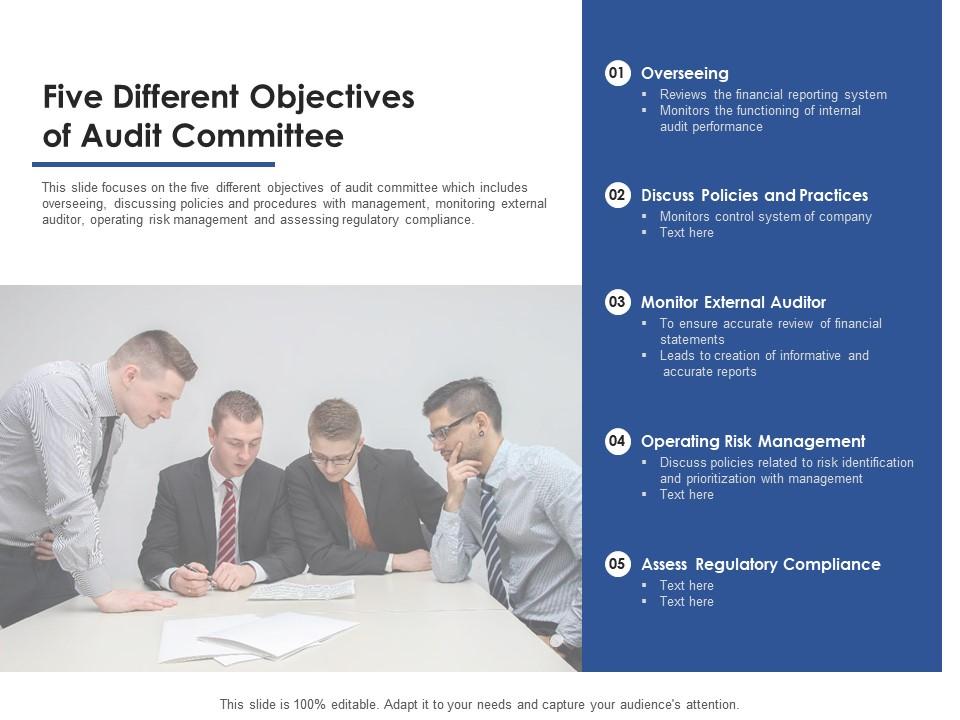 Five different objectives of audit committee Slide00