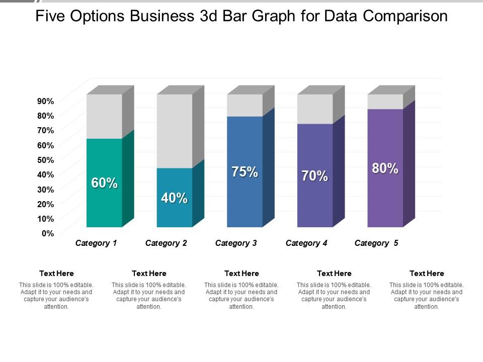 five_options_business_3d_bar_graph_for_data_comparison_Slide01