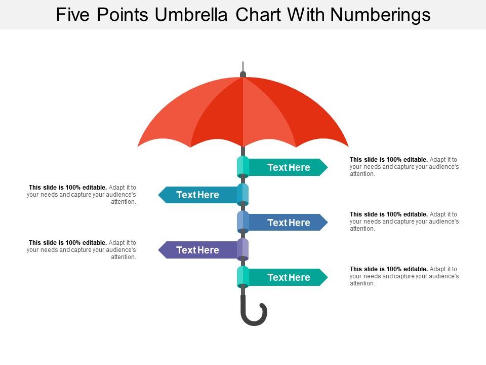 Five points umbrella chart with numberings Slide00