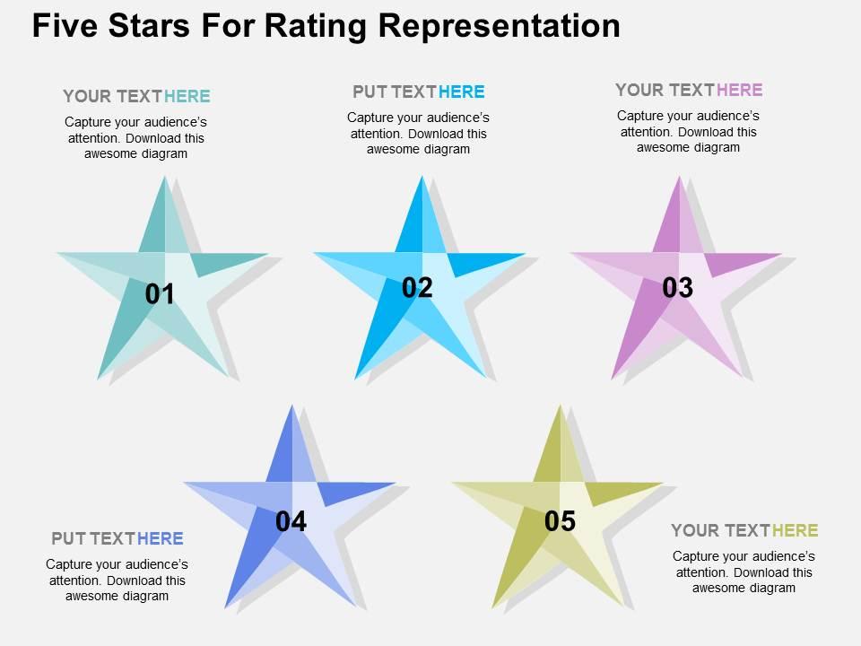 Five stars for rating representation flat powerpoint design Slide00