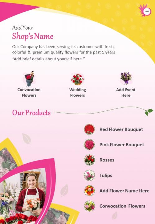 Florist marketing two page brochure template Slide01
