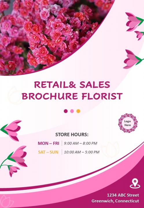 Flower delivery services four page brochure template Slide01