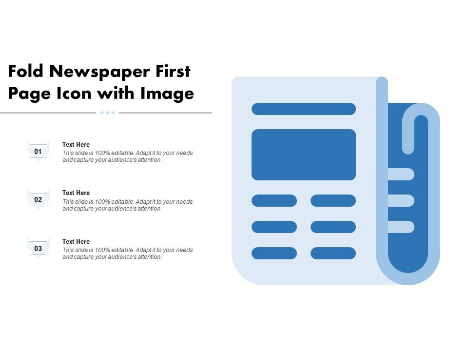 Fold newspaper first page icon with image Presentation Graphics