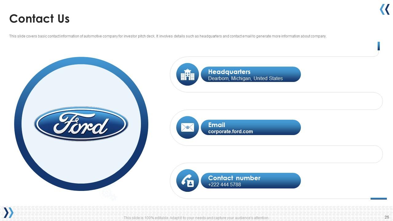 Ford Motor Investor Funding Elevator Pitch Deck Ppt Template PPT Template