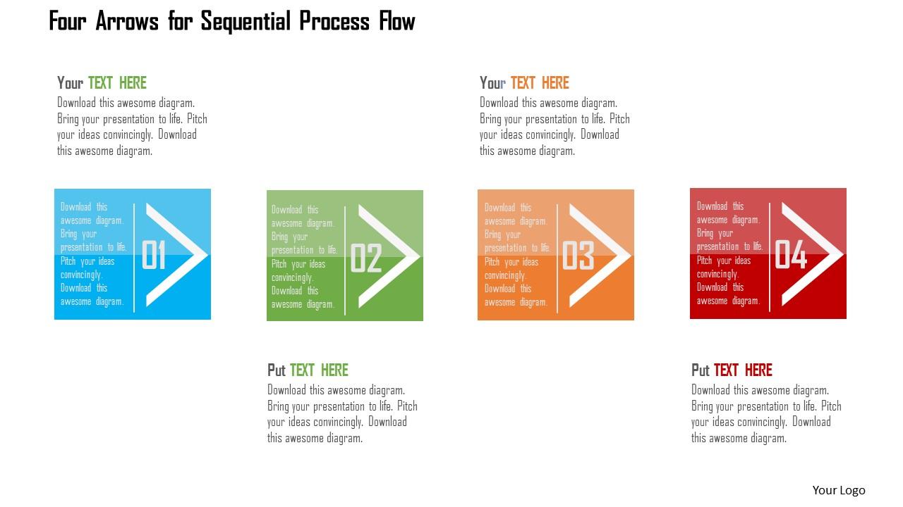 Four arrows for sequential process flow flat powerpoint design Slide01