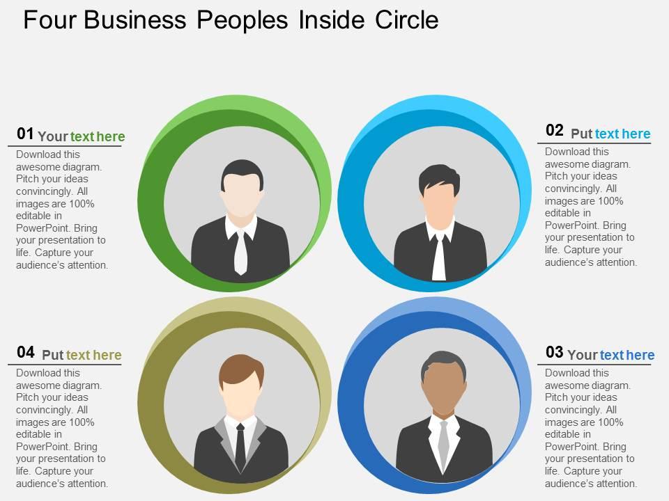 Four Business Peoples Inside Circle Flat Powerpoint Desgin | PowerPoint ...