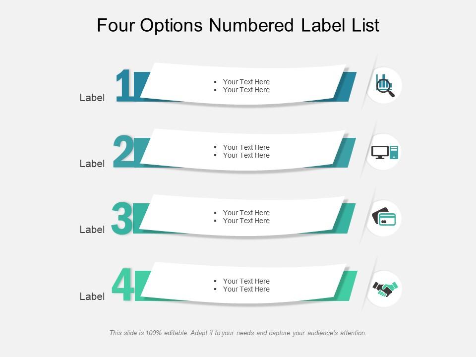 Four options numbered label list Slide00