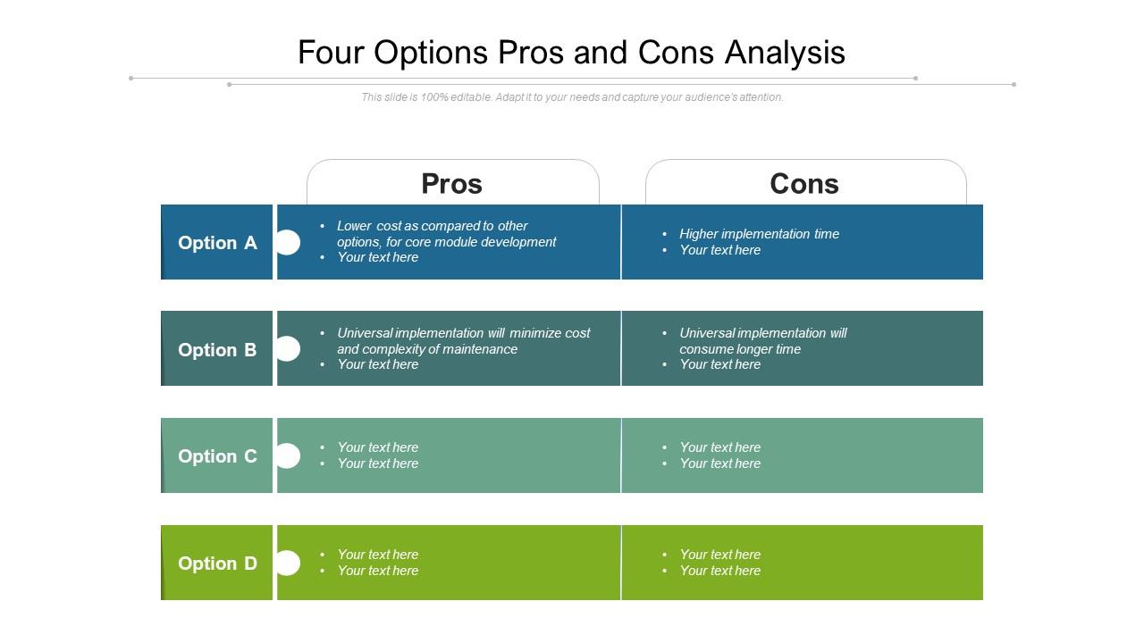 Four options pros and cons analysis Slide01