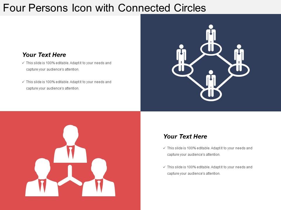 Four Persons Icon With Connected Circles | Template Presentation ...