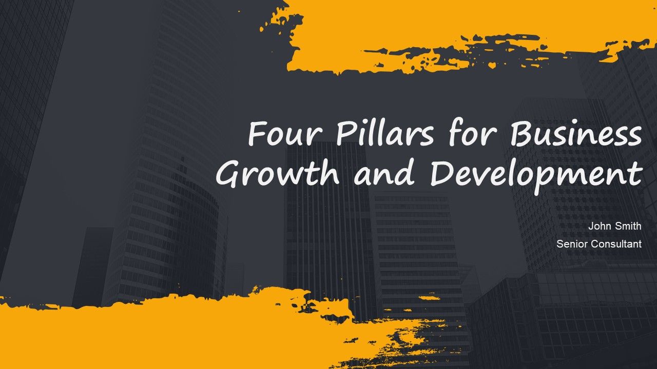 Four Pillars For Business Growth And Development PPT Designs AT