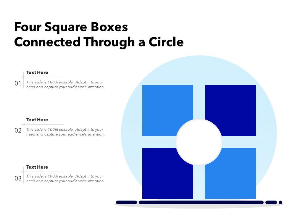 Four square boxes connected through a circle Slide01