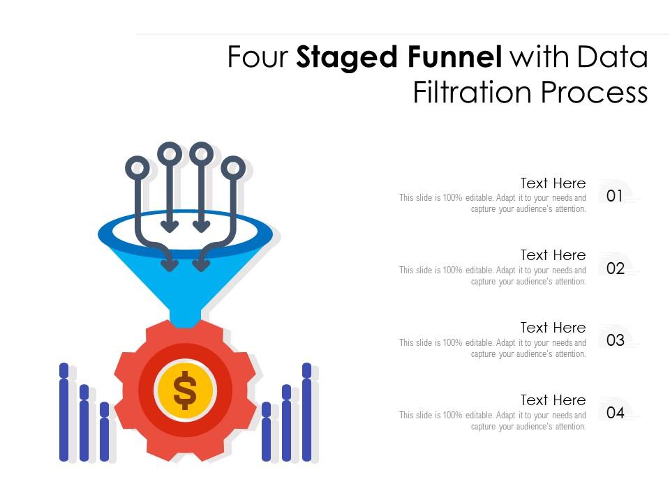 Four Staged Funnel With Data Filtration Process Presentation Graphics Presentation