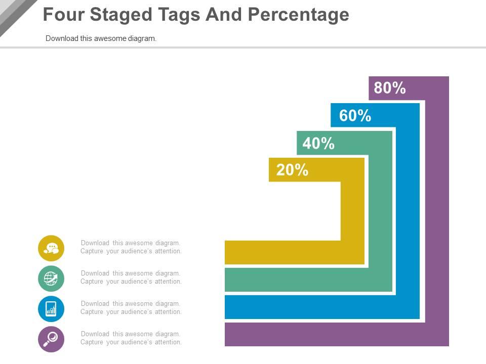 Four staged tags and percentage powerpoint slides Slide00