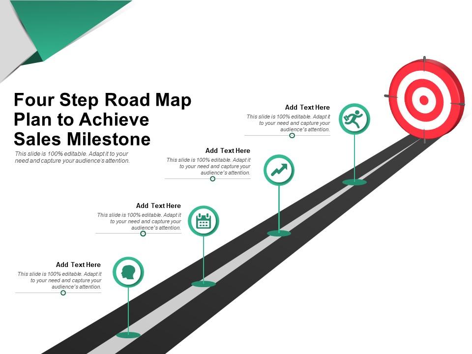 Four step road map plan to achieve sales milestone Slide01