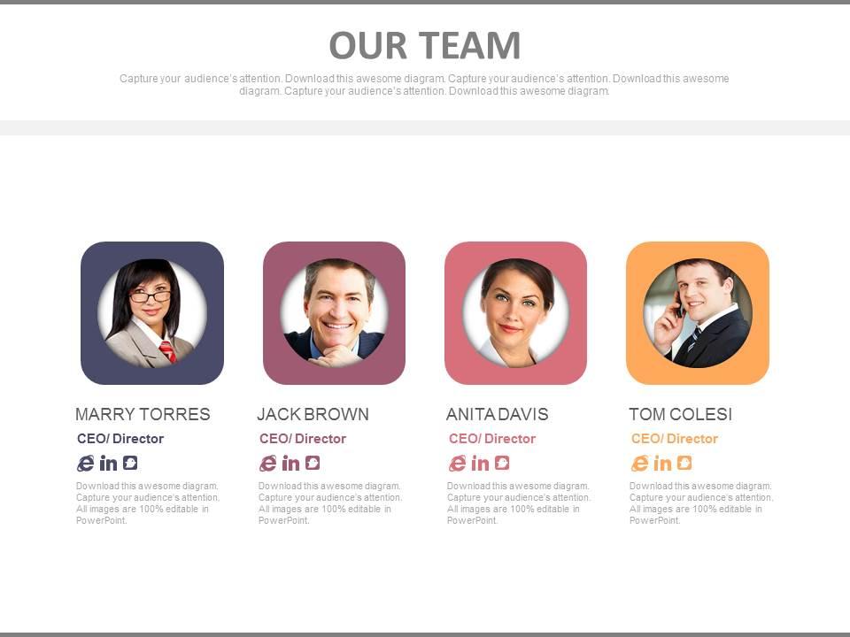 Four Team Members With Profiles Powerpoint Slides | PowerPoint Slide ...