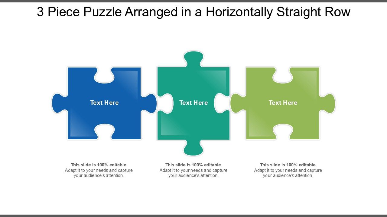 Free 3 Piece Puzzle Arranged In A Horizontally Straight Row Powerpoint Template