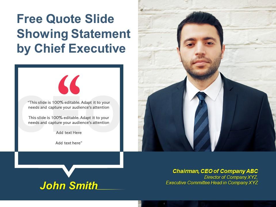 Free quote slide showing statement by chief executive Slide01