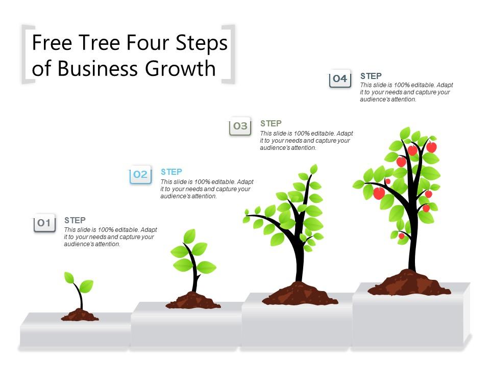 Free Tree Four Steps Of Business Growth | PowerPoint Shapes ...