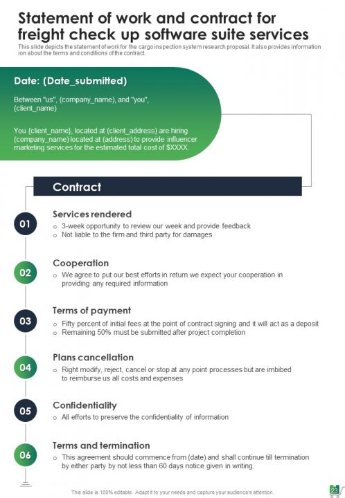 Freight Check Up Software Suite Proposal Report Sample Example Document Compatible Slides