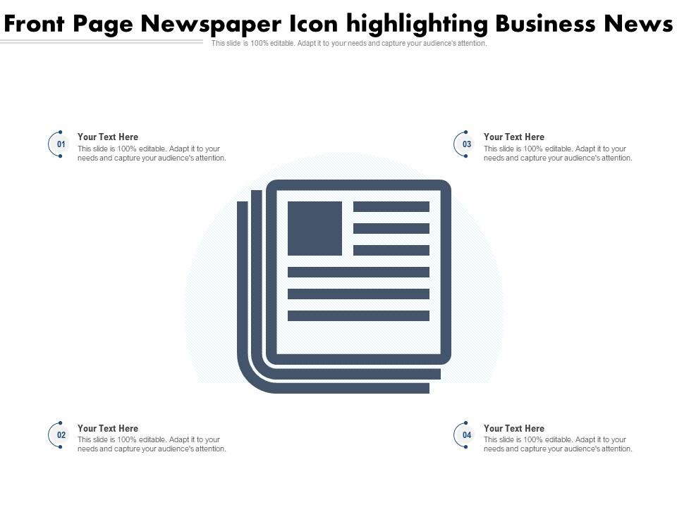Front page newspaper icon highlighting business news Slide01