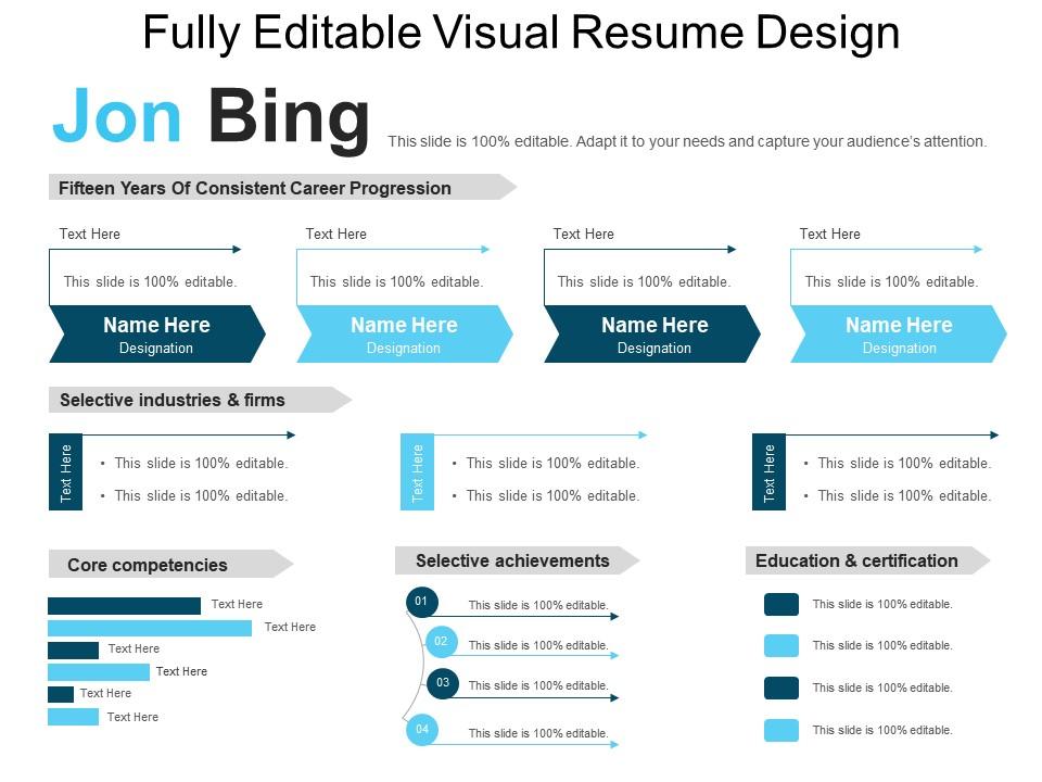 Fully editable visual resume design Slide01