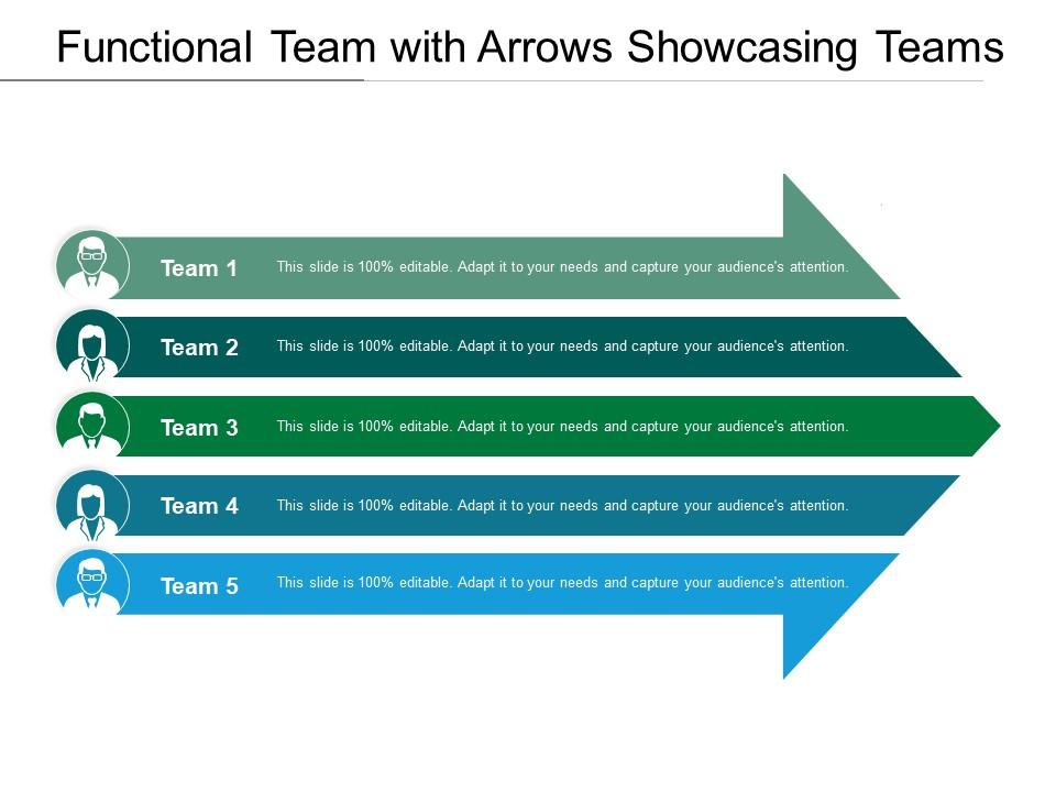 Functional team with arrows showcasing teams Slide01