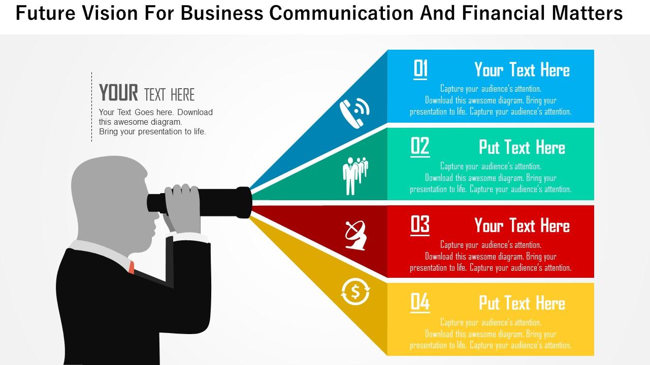 Future vision for business communication and financial matters flat powerpoint design Slide01