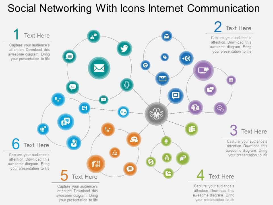 Fw social networking with icons internet communication flat powerpoint design Slide01