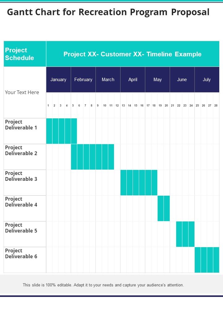 Gantt Chart For Recreation Program Proposal One Pager Sample Example ...