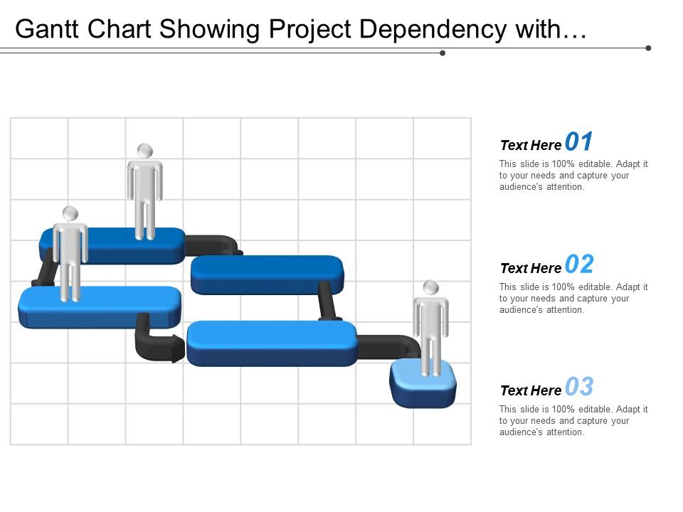 Gantt chart showing project dependency with silhouette Slide01