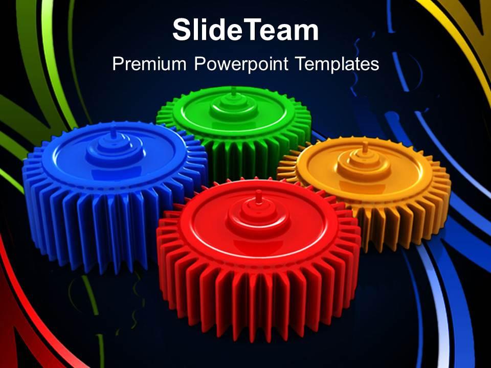 Gear cogs powerpoint templates gears process communication growth ppt slide Slide00