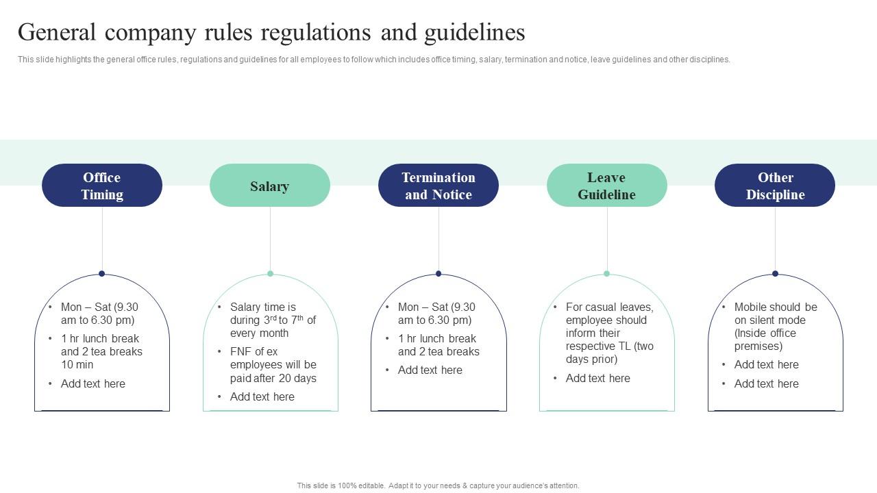 General Company Rules Regulations And Guidelines Corporate Induction