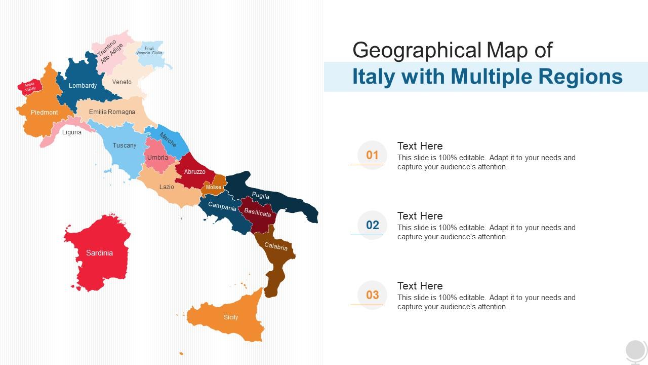 Geographical Map Of Italy With Multiple Regions Slide01