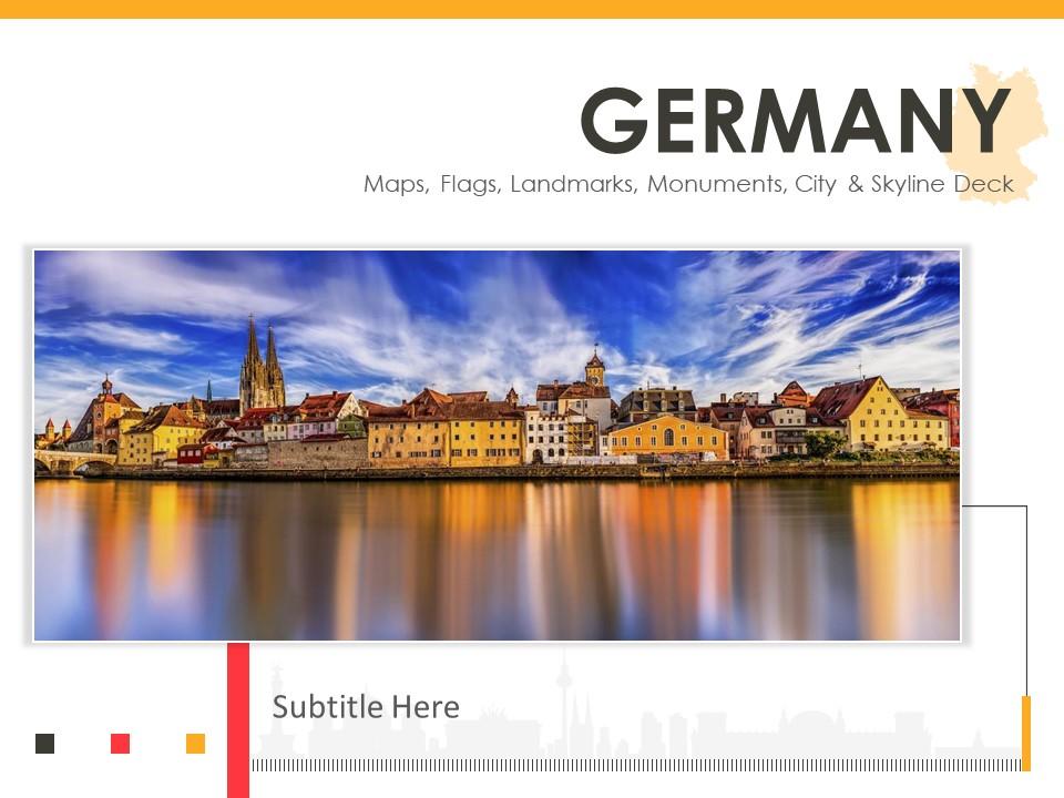 Germany maps flags landmarks monuments city and skyline deck powerpoint template Slide00