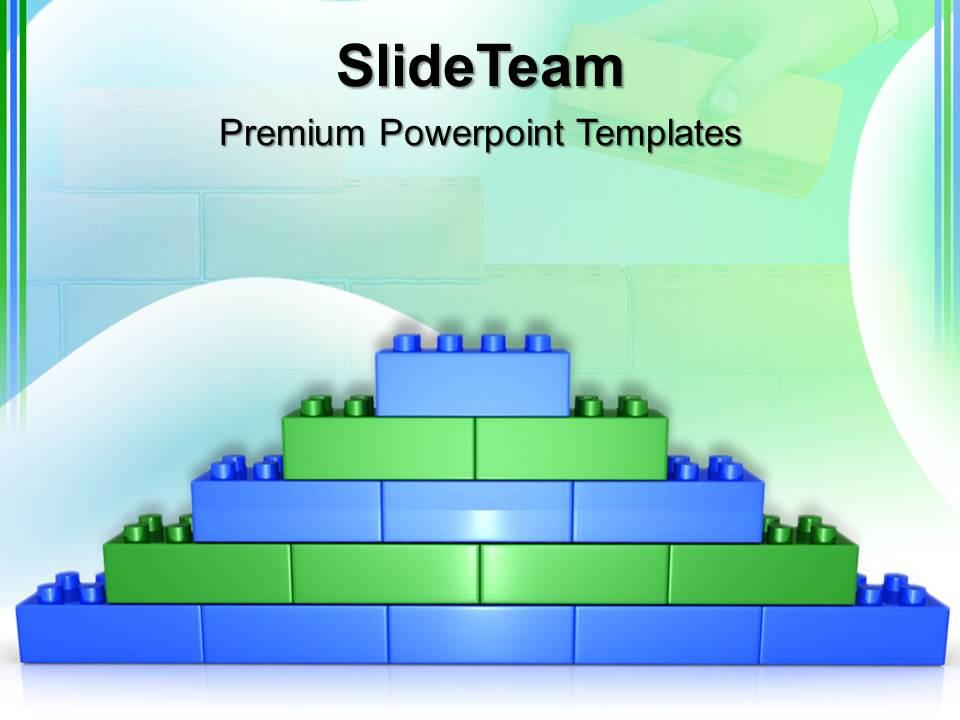 Giant building blocks powerpoint templates lego brick wall construction ppt slides Slide01