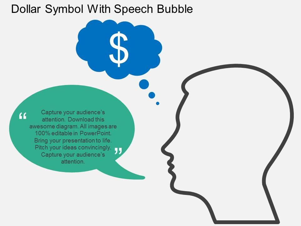 Gk dollar symbol with speech bubble flat powerpoint design Slide01
