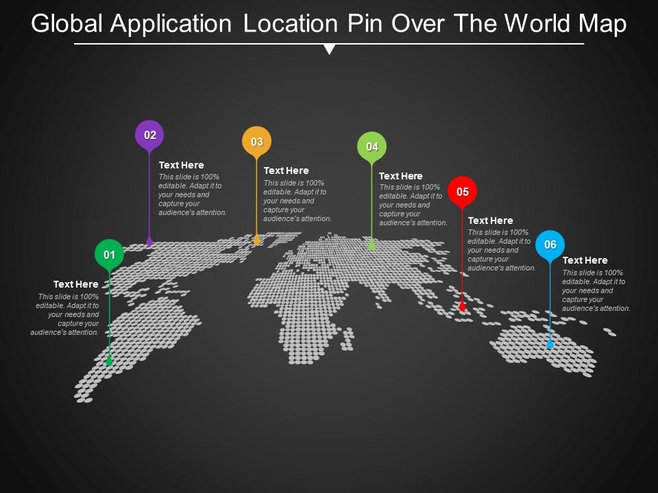 Global application location pin over the world map Slide01