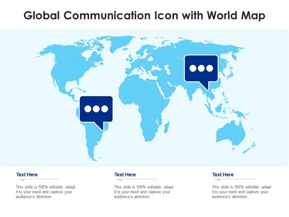 Global communication icon with world map Slide01
