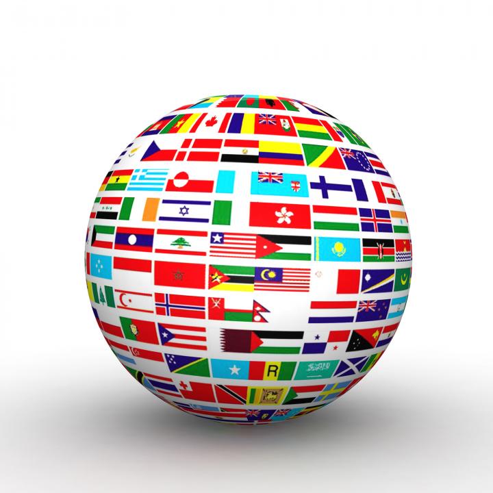 Globe Build With Multiple Flags Stock Photo PowerPoint Presentation