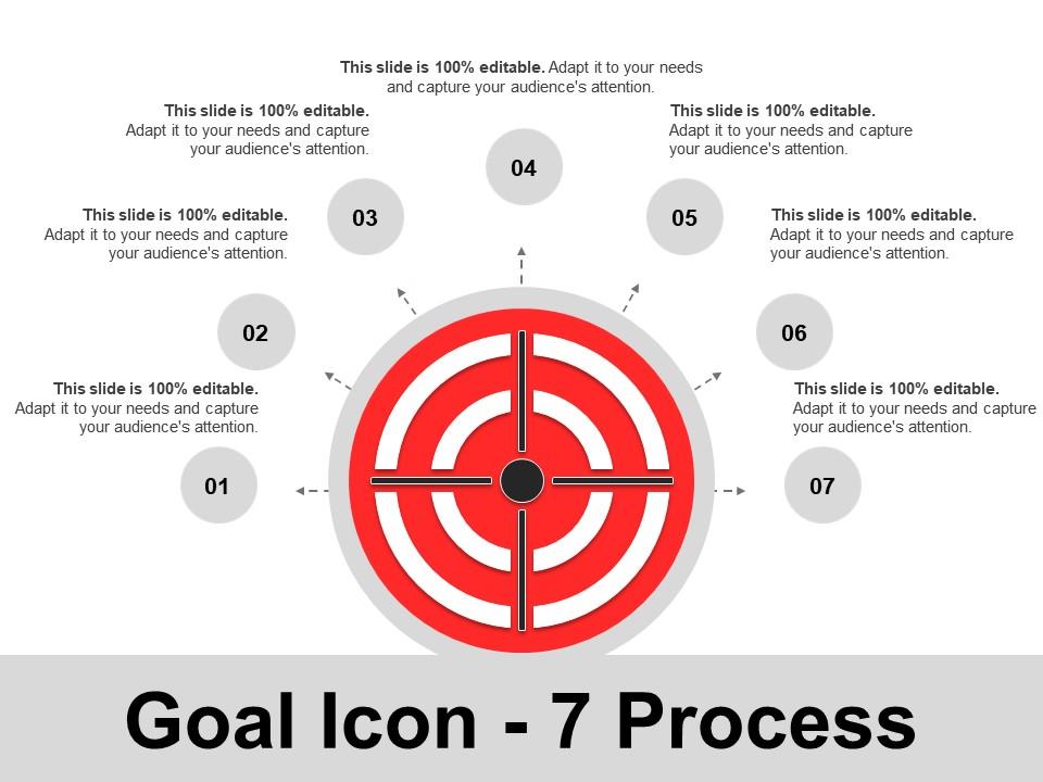 Goal icon 7 process ppt model Slide01