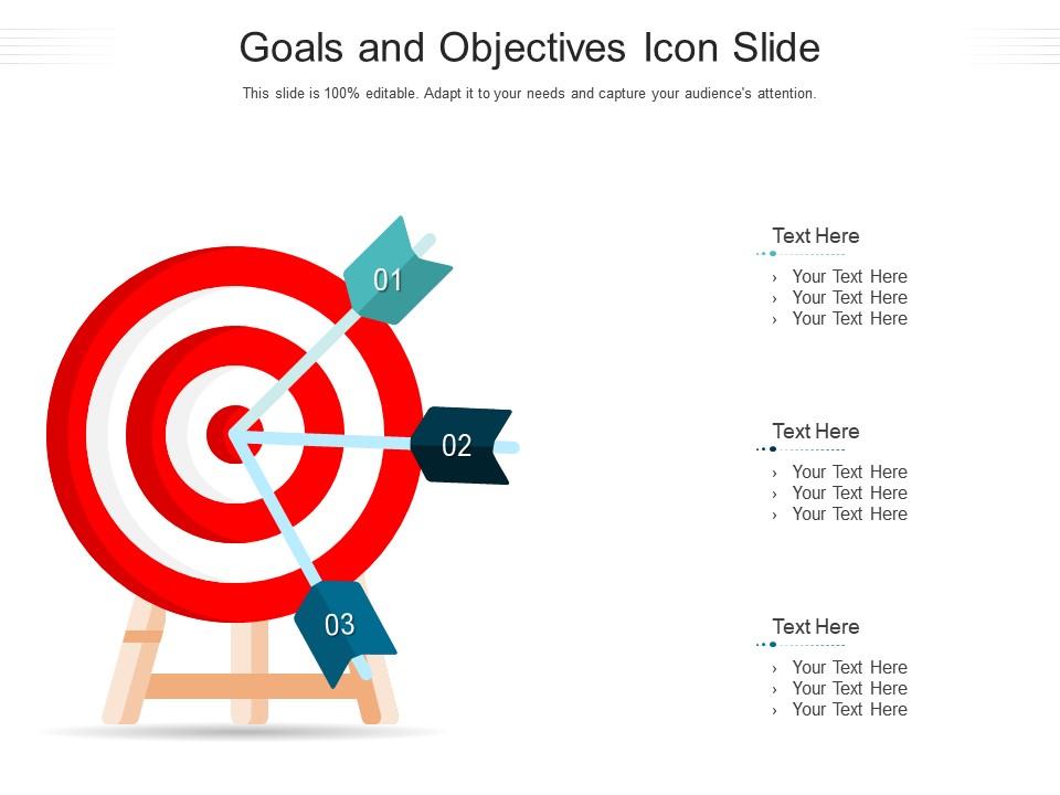 Goals and objectives icon slide infographic template
