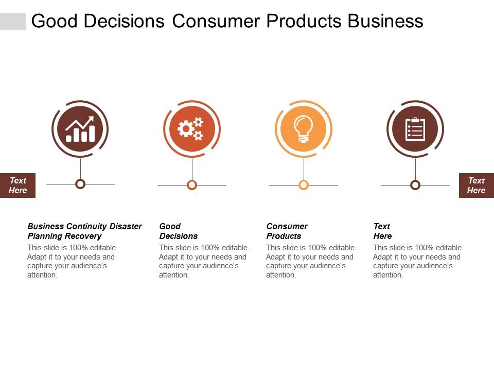 Good decisions consumer products business continuity disaster planning recovery cpb Slide00