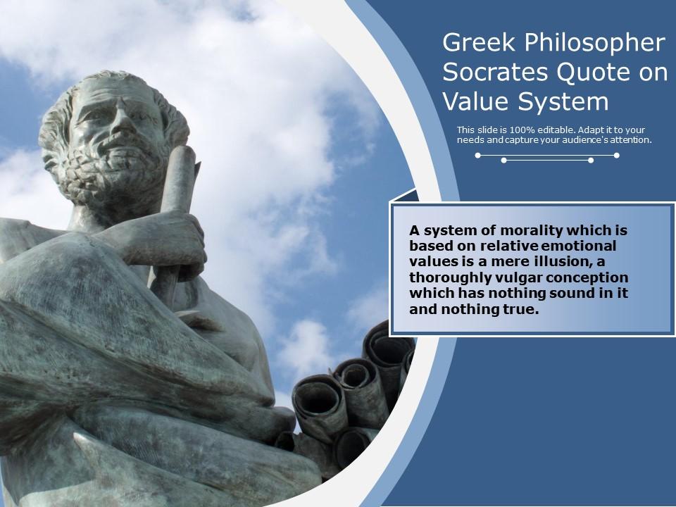 Trích dẫn của triết gia Hy Lạp Socrates về hệ thống giá trị với PowerPoint truyền tải thông điệp sâu sắc cho người xem của bạn. Kết hợp lời trích dẫn ý nghĩa với hình ảnh đẹp để tạo nên bài thuyết trình tuyệt vời và lôi cuốn.