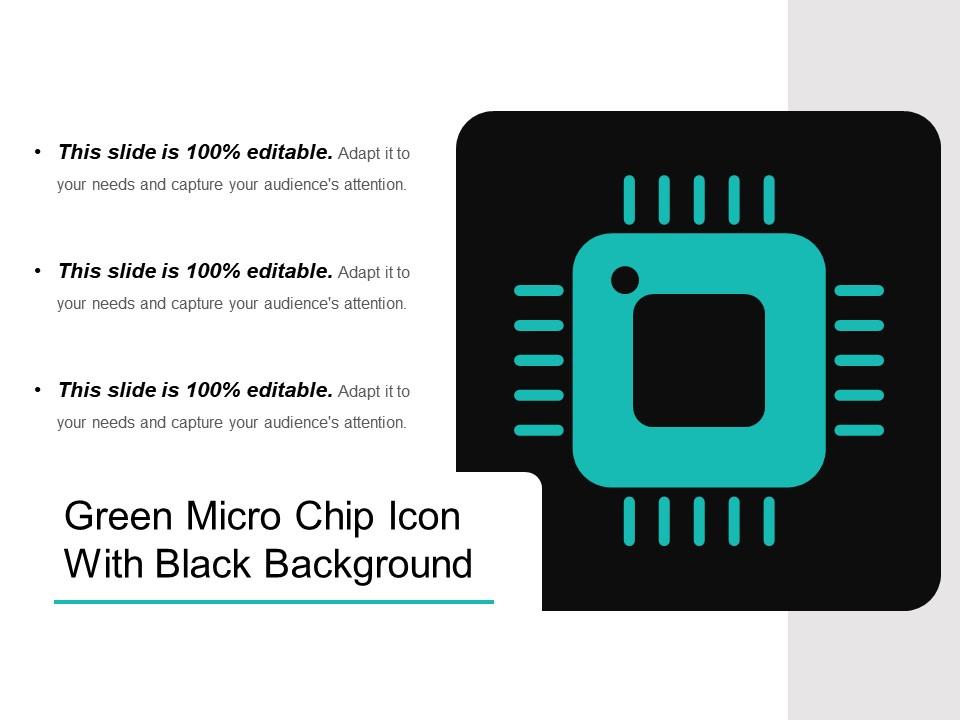 Green micro chip icon with black background Slide01
