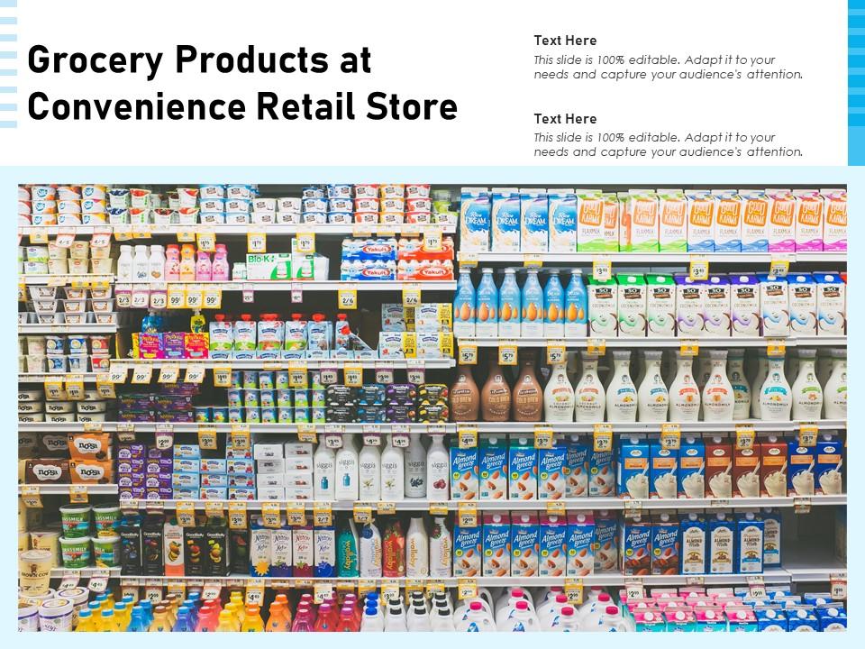 Grocery products at convenience retail store Slide01