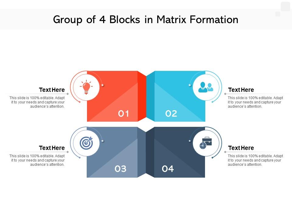 Group Of 4 Blocks In Matrix Formation, Presentation PowerPoint Images, Example of PPT Presentation
